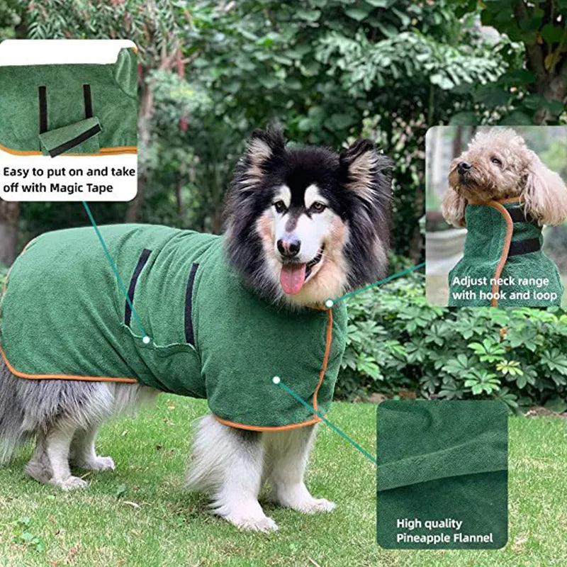 Fast-Drying Pet Bathrobe – Absorbent Microfiber Towel